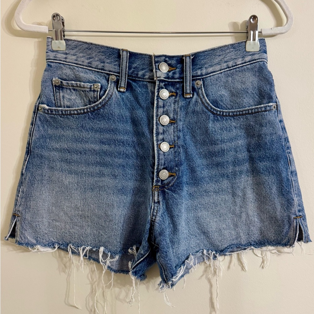 Lucky Brand High Rise Distressed Jean Shorts with Button Fly Closure Size 4